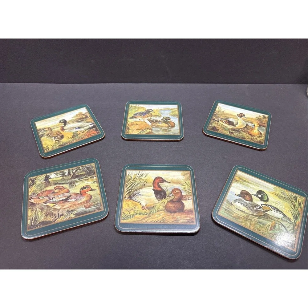 Vtg Pimpernel Set Of 6 Duck Birds Cork Back Placemats England
